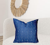 12" X 16" Blue And White Zippered Gingham Lumbar Indoor Outdoor Pillow