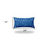 12" X 16" Blue And White Zippered Ogee Lumbar Indoor Outdoor Pillow Cover