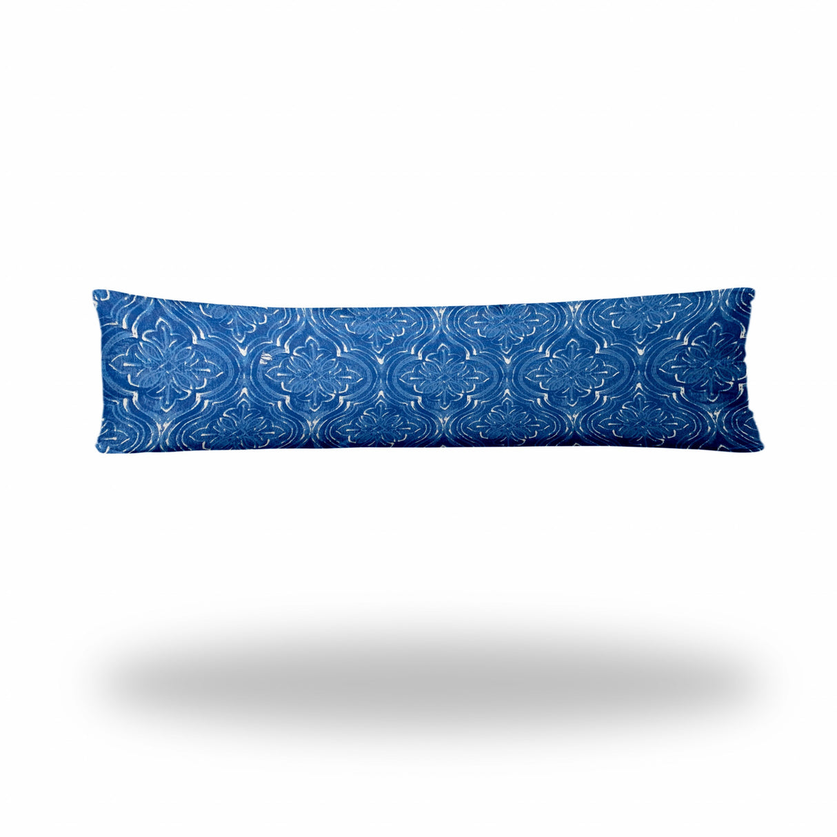 12" X 16" Blue And White Zippered Ikat Lumbar Indoor Outdoor Pillow