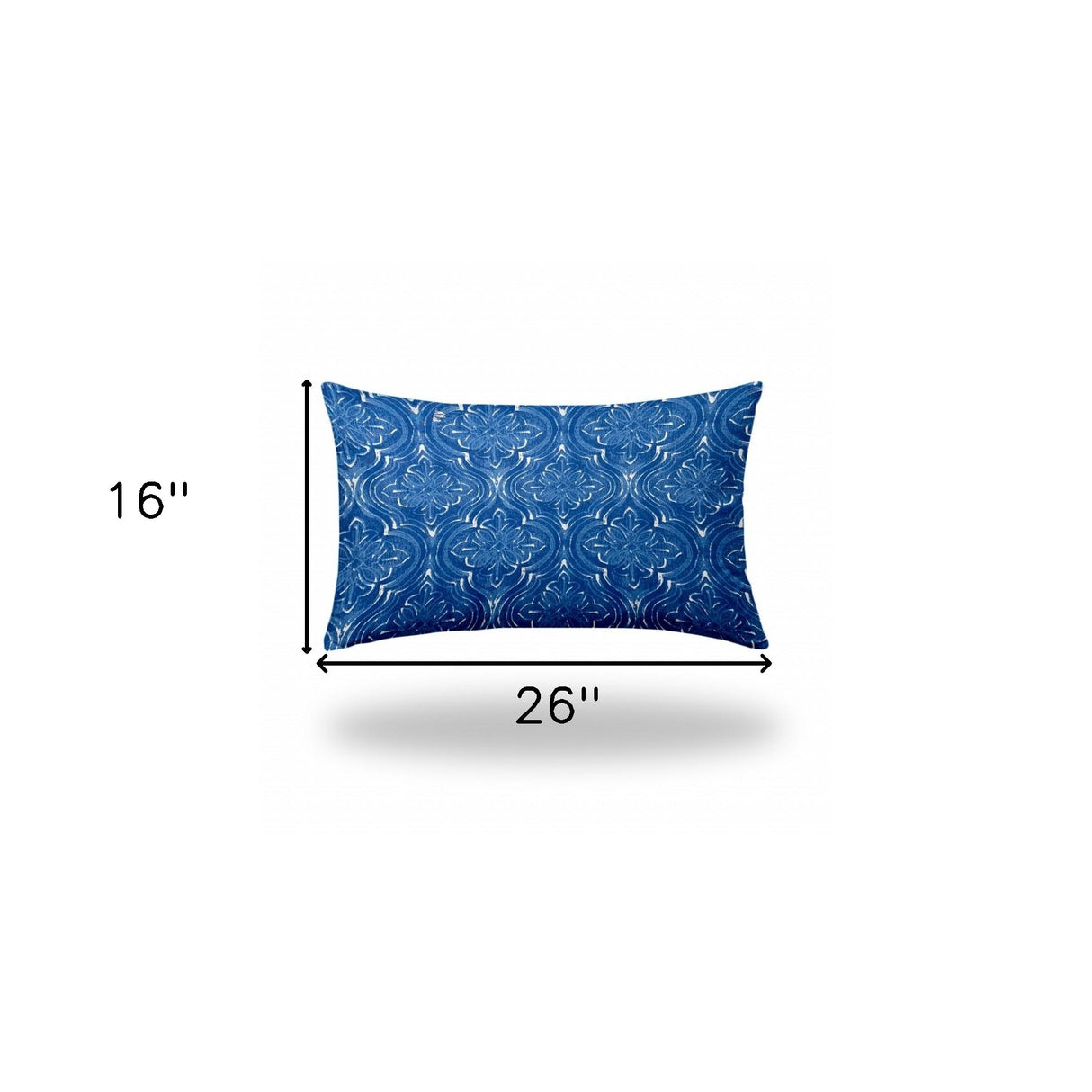 12" X 16" Blue And White Zippered Ogee Lumbar Indoor Outdoor Pillow Cover