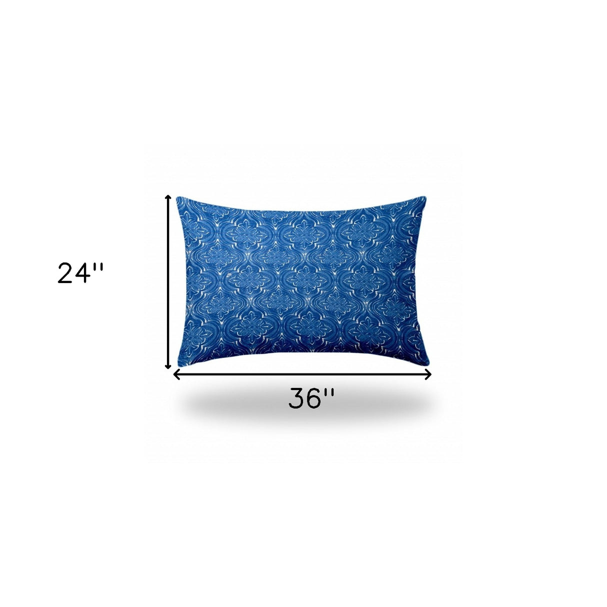 12" X 16" Blue And White Zippered Ogee Lumbar Indoor Outdoor Pillow Cover