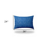 12" X 16" Blue And White Zippered Ogee Lumbar Indoor Outdoor Pillow Cover