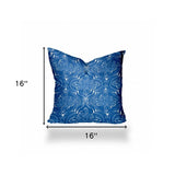 12" X 16" Blue And White Zippered Ogee Lumbar Indoor Outdoor Pillow Cover