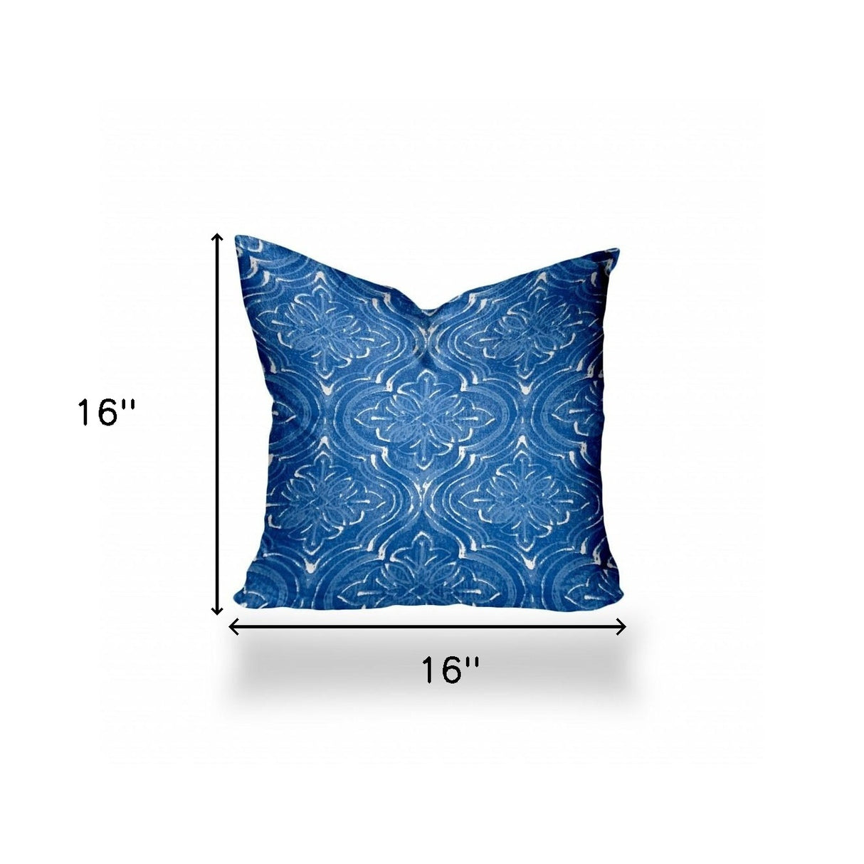 12" X 16" Blue And White Zippered Ikat Lumbar Indoor Outdoor Pillow