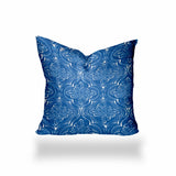 12" X 16" Blue And White Zippered Ogee Lumbar Indoor Outdoor Pillow Cover