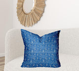 12" X 16" Blue And White Zippered Ogee Lumbar Indoor Outdoor Pillow Cover