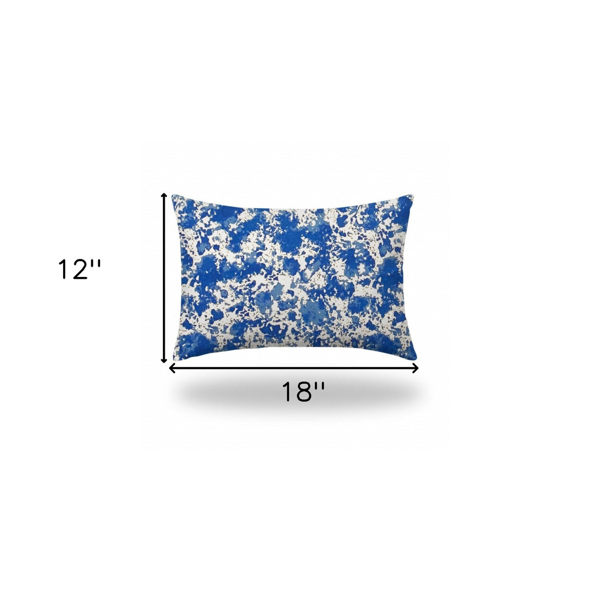 12" X 16" Blue And White Zippered Lumbar Indoor Outdoor Pillow Cover