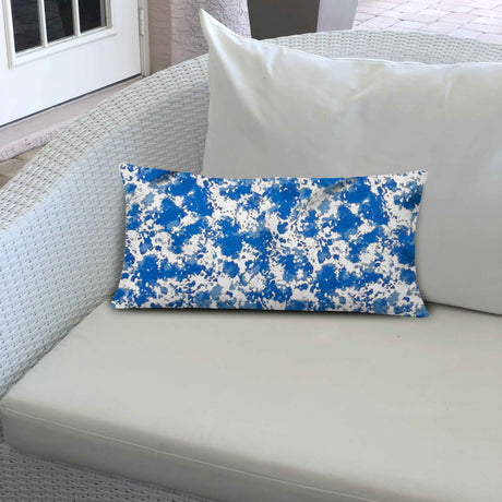 12" X 18" Blue And White Zippered Coastal Lumbar Indoor Outdoor Pillow