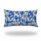 12" X 16" Blue And White Zippered Lumbar Indoor Outdoor Pillow Cover