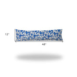 12" X 16" Blue And White Zippered Lumbar Indoor Outdoor Pillow Cover