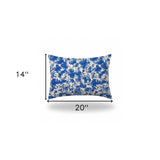 12" X 16" Blue And White Zippered Lumbar Indoor Outdoor Pillow Cover