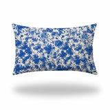 12" X 16" Blue And White Zippered Coastal Lumbar Indoor Outdoor Pillow