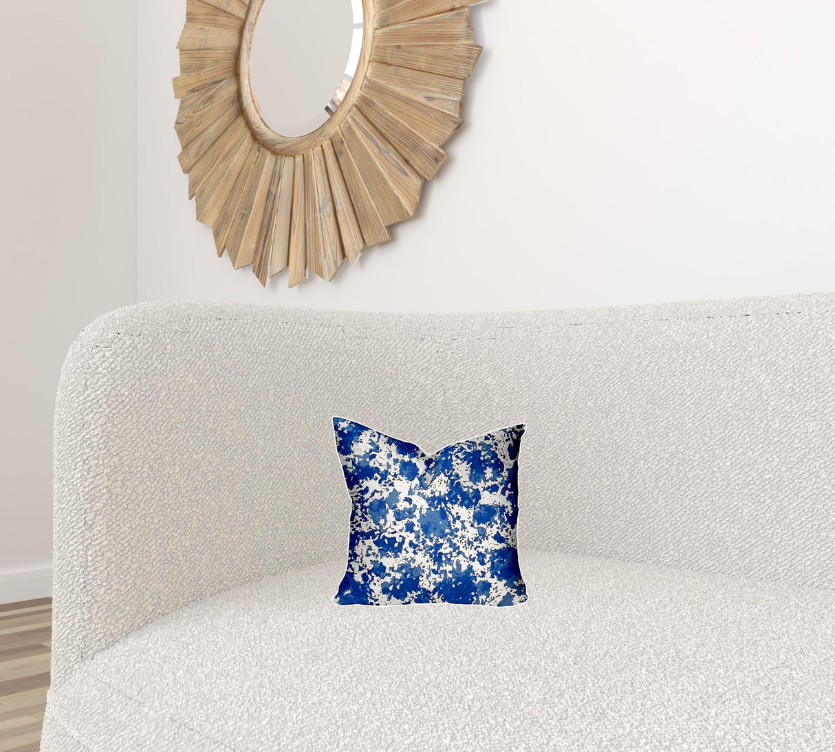 12" X 16" Blue And White Zippered Lumbar Indoor Outdoor Pillow Cover