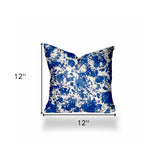 12" X 16" Blue And White Zippered Coastal Lumbar Indoor Outdoor Pillow