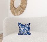 12" X 16" Blue And White Zippered Lumbar Indoor Outdoor Pillow Cover