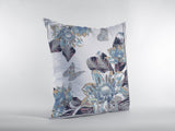 18” Gray White Butterfly Indoor Outdoor Zippered Throw Pillow