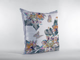 16” Pink White Butterfly Indoor Outdoor Zippered Throw Pillow