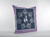 18” Navy Purple Horse Indoor Outdoor Zippered Throw Pillow