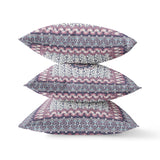 16" X 16" Gray And Pink Blown Seam Floral Indoor Outdoor Throw Pillow