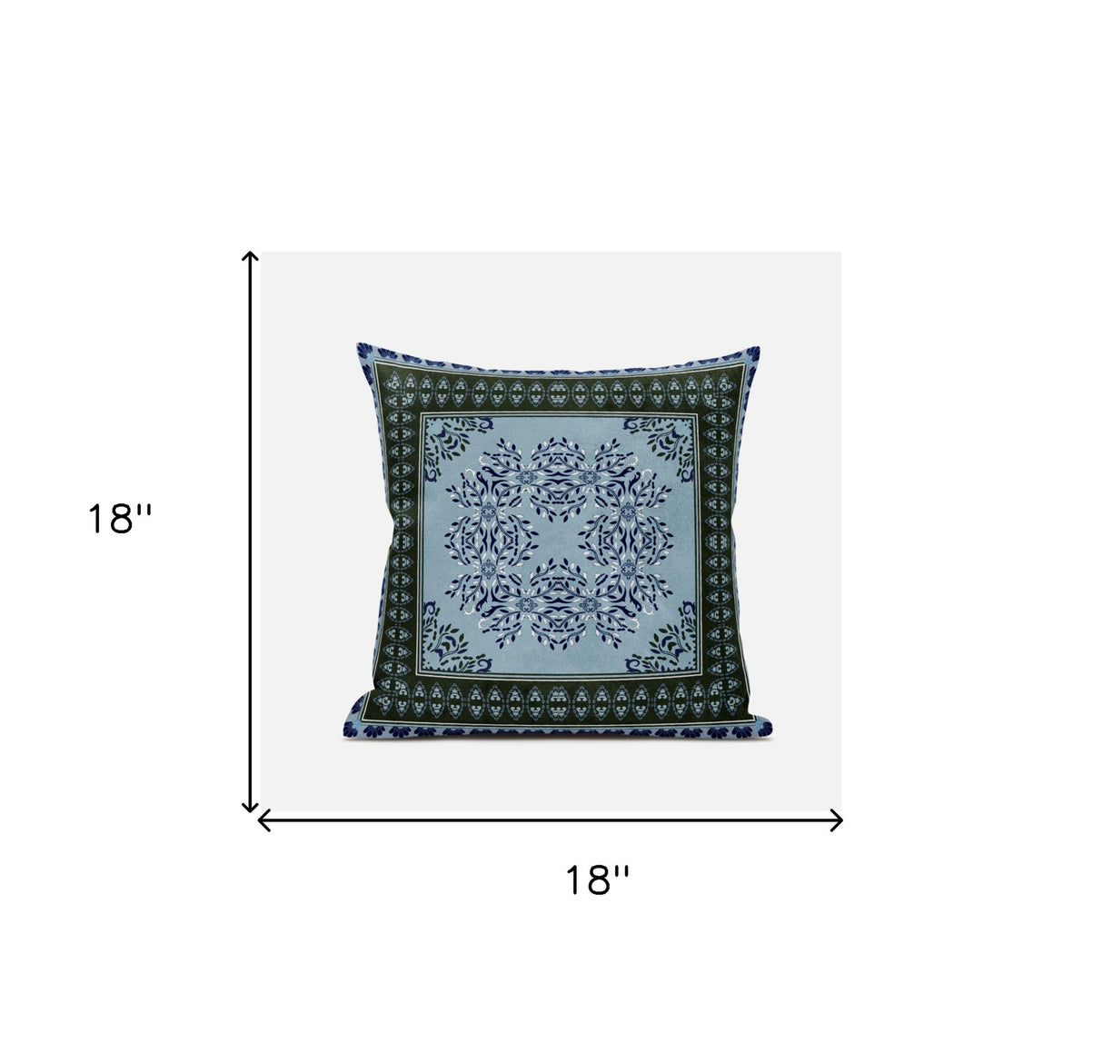 18" X 18" Dark Blue Blown Seam Geometric Indoor Outdoor Throw Pillow