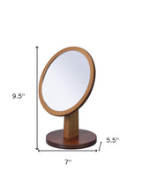 10" Brown Round Framed Makeup Shaving Tabletop Mirror