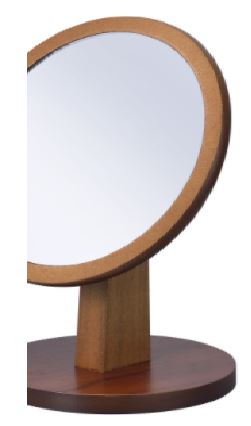 Brown Round Makeup Shaving Tabletop Mirror