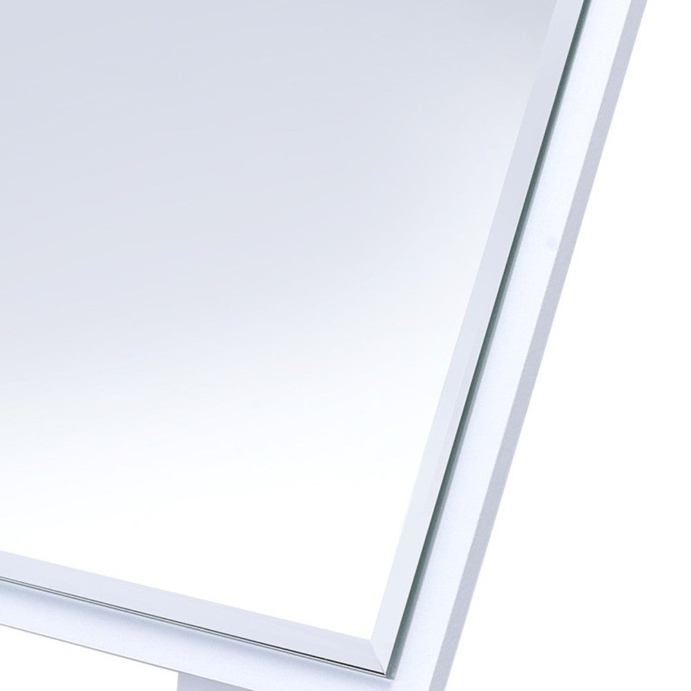 White Rectangle Makeup Shaving Tabletop Mirror