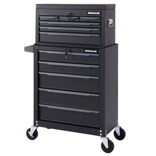 Rolling Steel Tool Chest with Hanging Holes and Central Keyed Locking System for Garage & Repair Shop