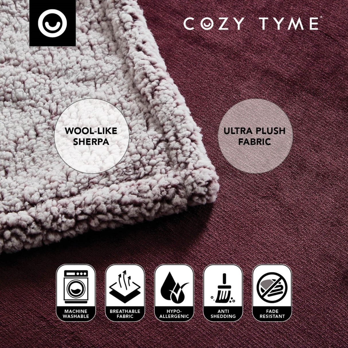 Zakary Flannel Reversible Heathered Sherpa Throw Blanket