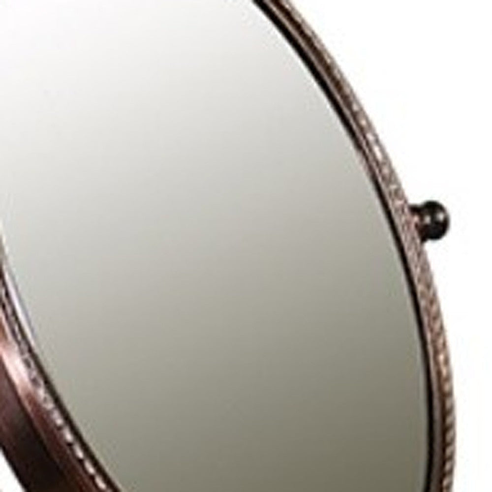 12" Copper Round Metal Framed Makeup Shaving Tabletop Mirror