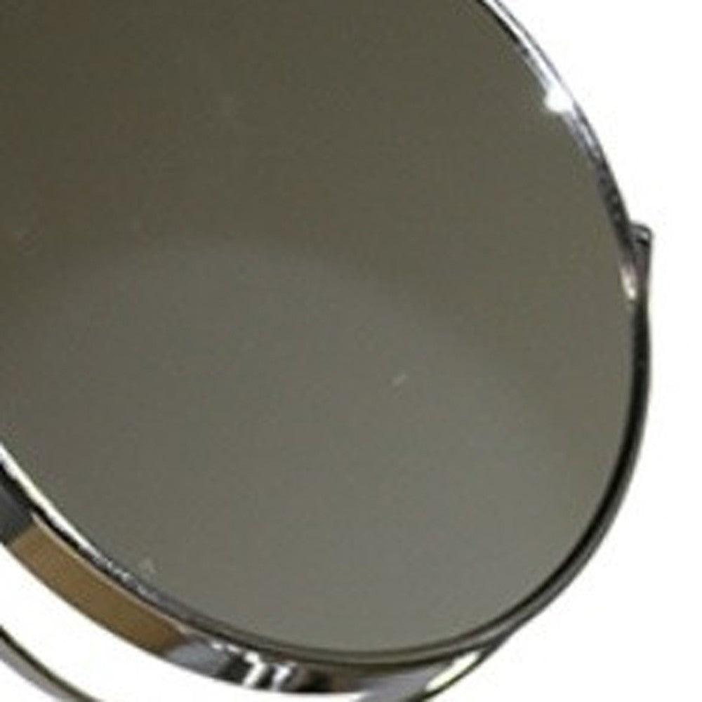 12" Silver Round Metal Framed Makeup Shaving Tabletop Mirror