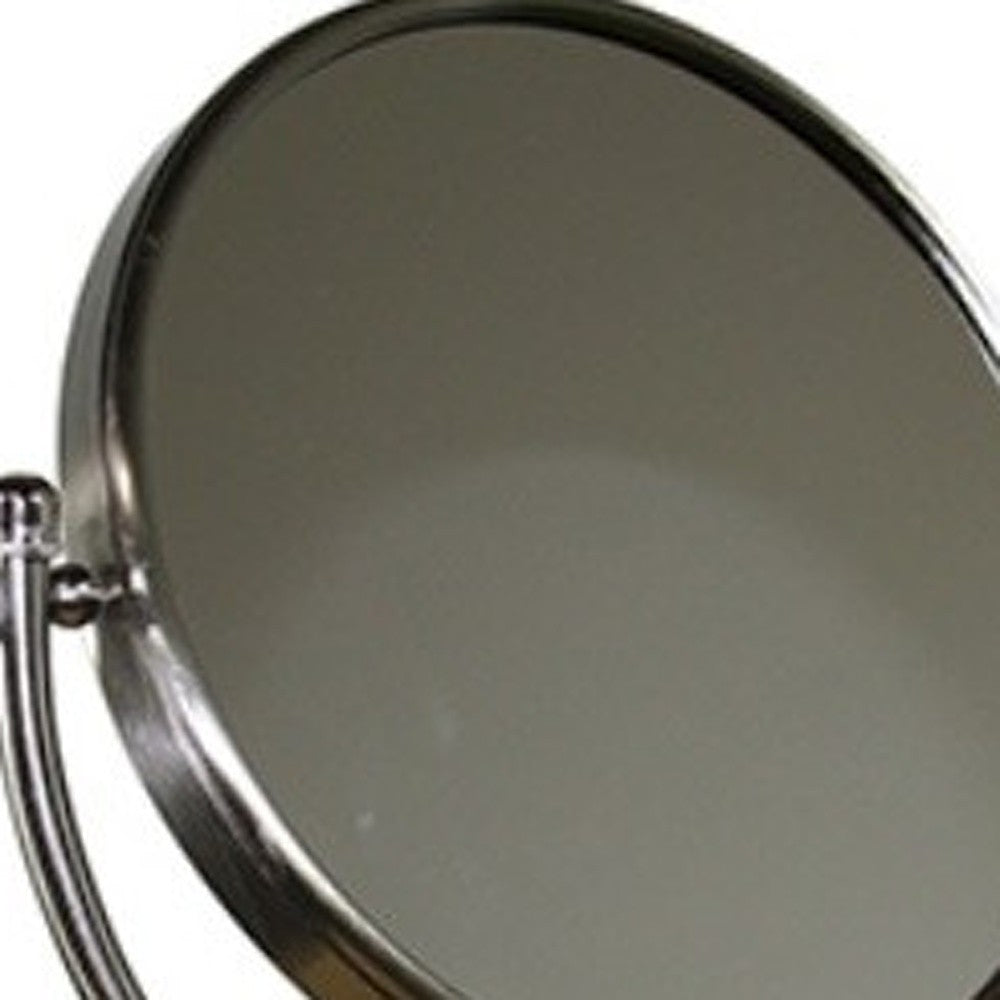 14" Silver Round Metal Framed Makeup Shaving Tabletop Mirror
