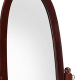 59" Brown Cherry Oval Framed Cheval Standing Mirror