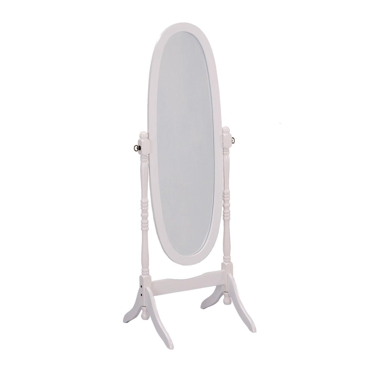 White Oval Cheval Standing Mirror