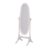 White Oval Cheval Standing Mirror