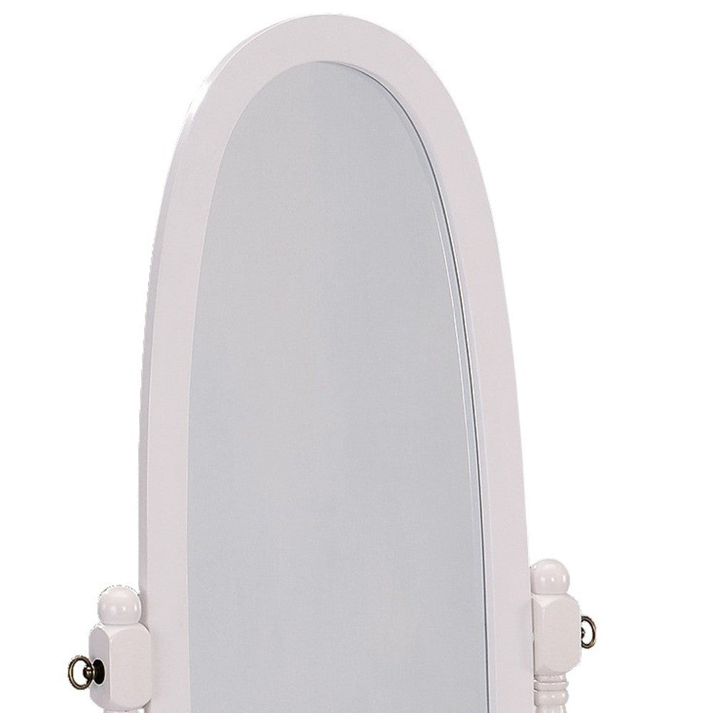 White Oval Cheval Standing Mirror