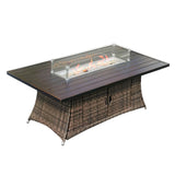 Brown Wicker Outdoor Patio Gas Fire Pit Table