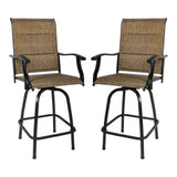 Set of Two 51" Brown Swivel Indoor Outdoor Bar Height chairs with Footrest