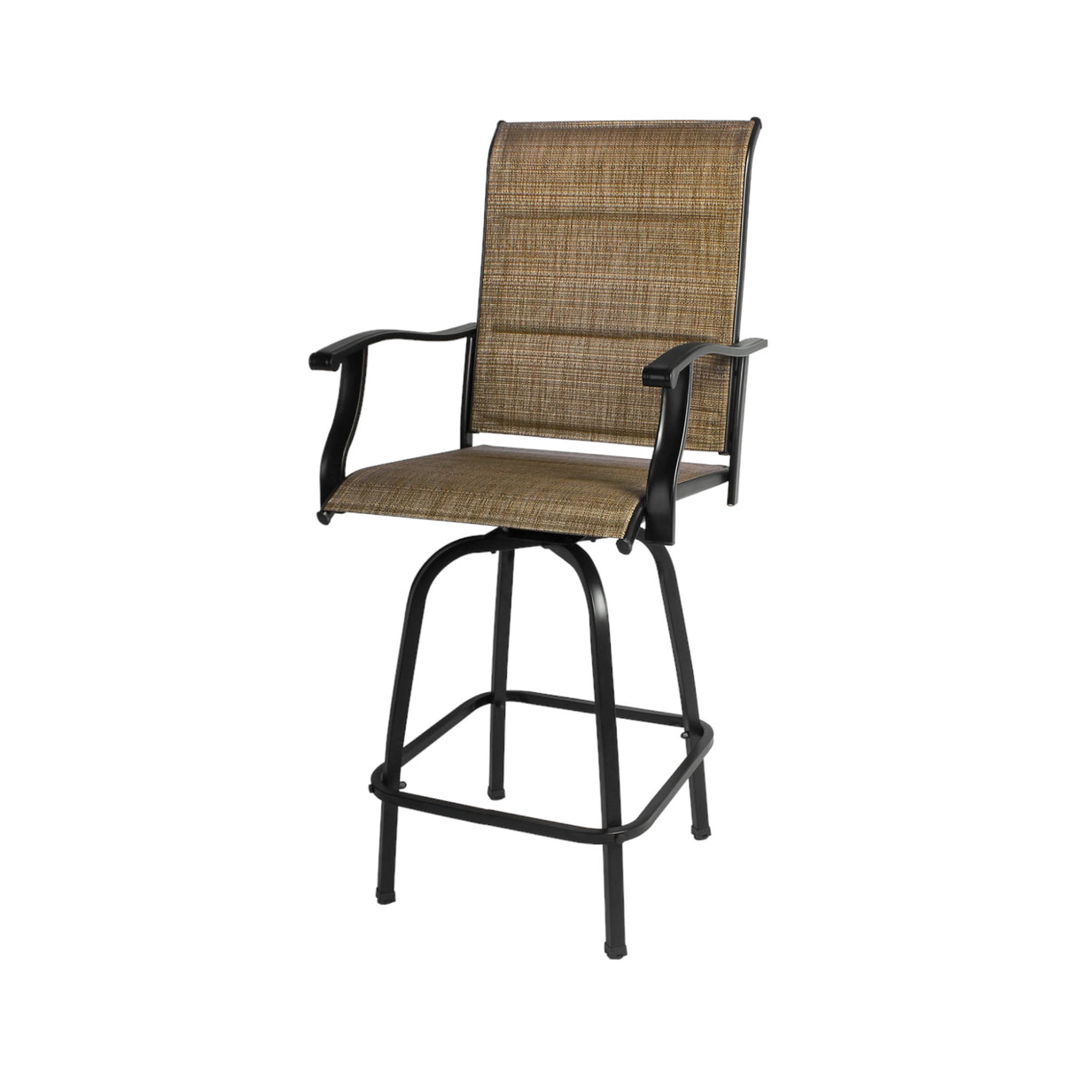 Set of Two 51" Brown Swivel Indoor Outdoor Bar Height chairs with Footrest