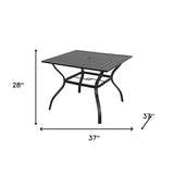 37" Black Square Metal Outdoor Dining Table with Umbrella Hole