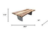 31" Natural Solid Wood And Steel Coffee Table