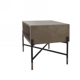 Modern Gray Concrete and Black Metal Coffee Table