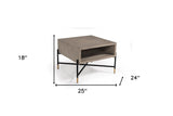 Modern Gray Concrete and Black Metal Coffee Table