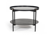 Modern Black Marble Painted Round Metal Coffee Table