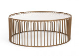 Modern Round White and Gold Faux Marble Coffee Table