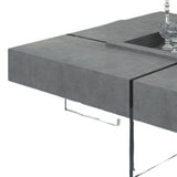 47" Gray And Clear Glass Square Coffee Table With Four Drawers