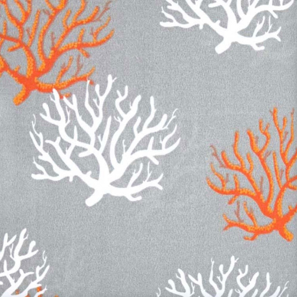 17" Gray Orange and White Coral Indoor Outdoor Throw Pillow Cover