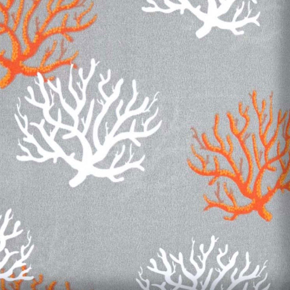 17" Gray Orange and White Coral Indoor Outdoor Throw Pillow Cover