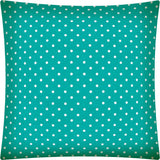 17" Turquoise and White Polka Dot Indoor Outdoor Throw Pillow Cover