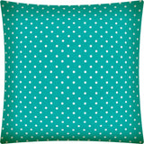 17" Turquoise and White Polka Dot Indoor Outdoor Throw Pillow Cover